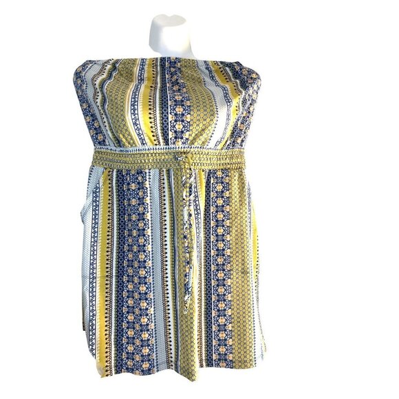 BeBop Dresses & Skirts - Bebop Womens Casual Mini Dress Sleeveless Multicolored Blue/Yellow Size XL